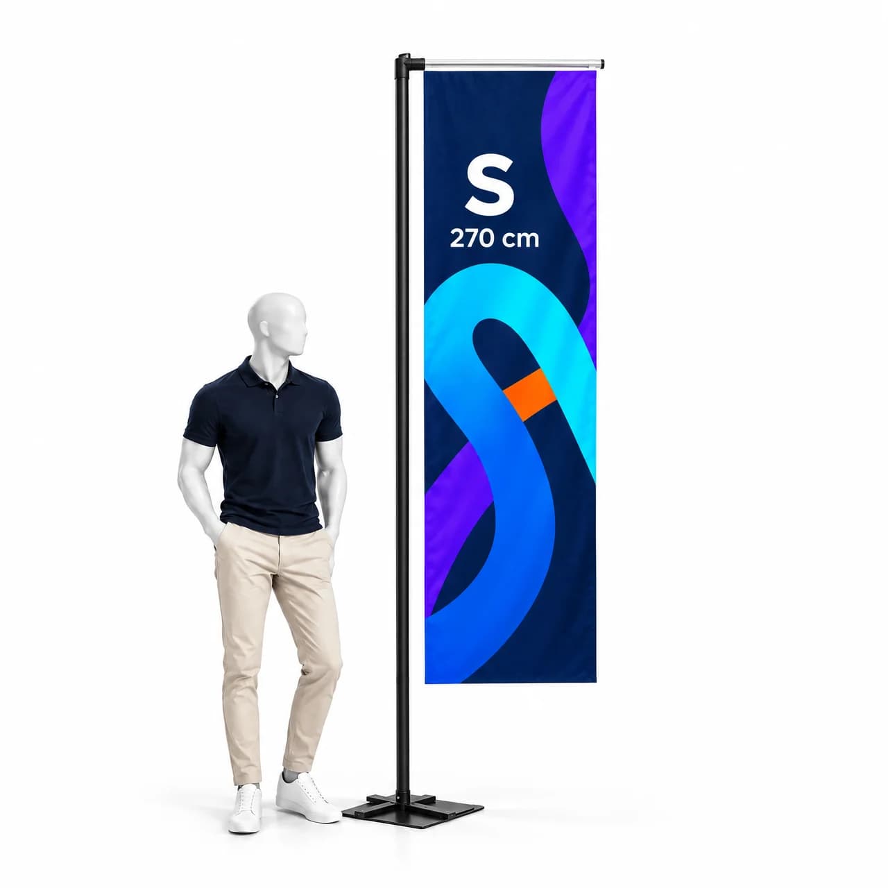 Beachflag H S 270 cm – obdélníková reklamní vlajka s potiskem