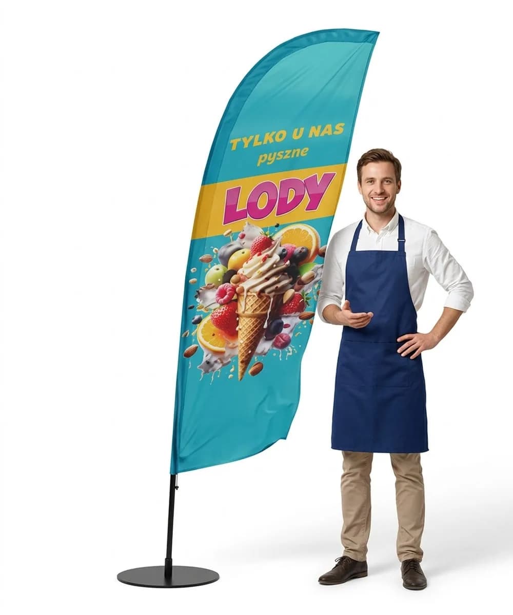 Reklamní vlajka Winder – Zmrzlina – vzor 4 – konfigurovatelná sada