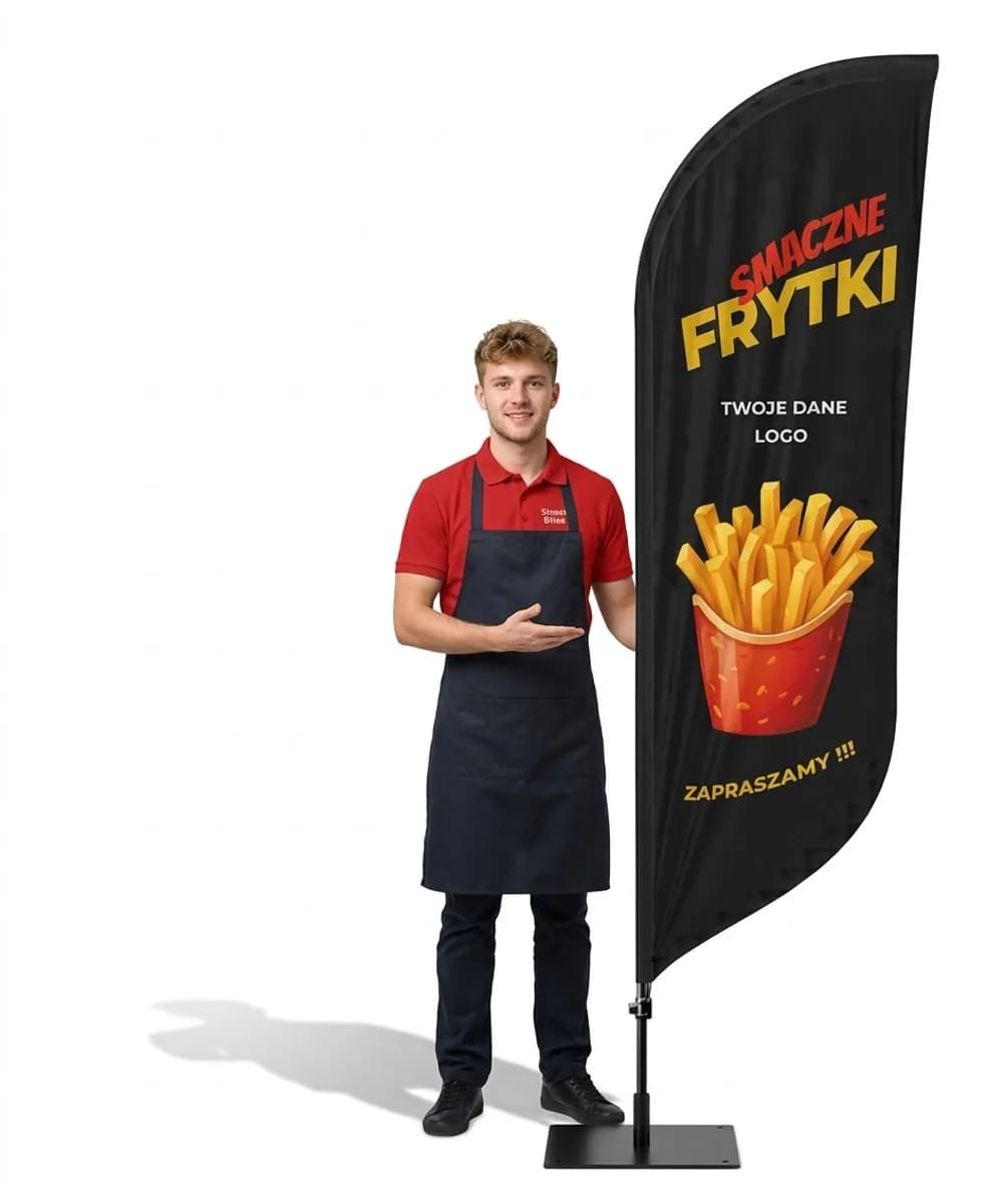 Reklamní vlajka Winder – Hranolky – vzor 2 – konfigurovatelná sada