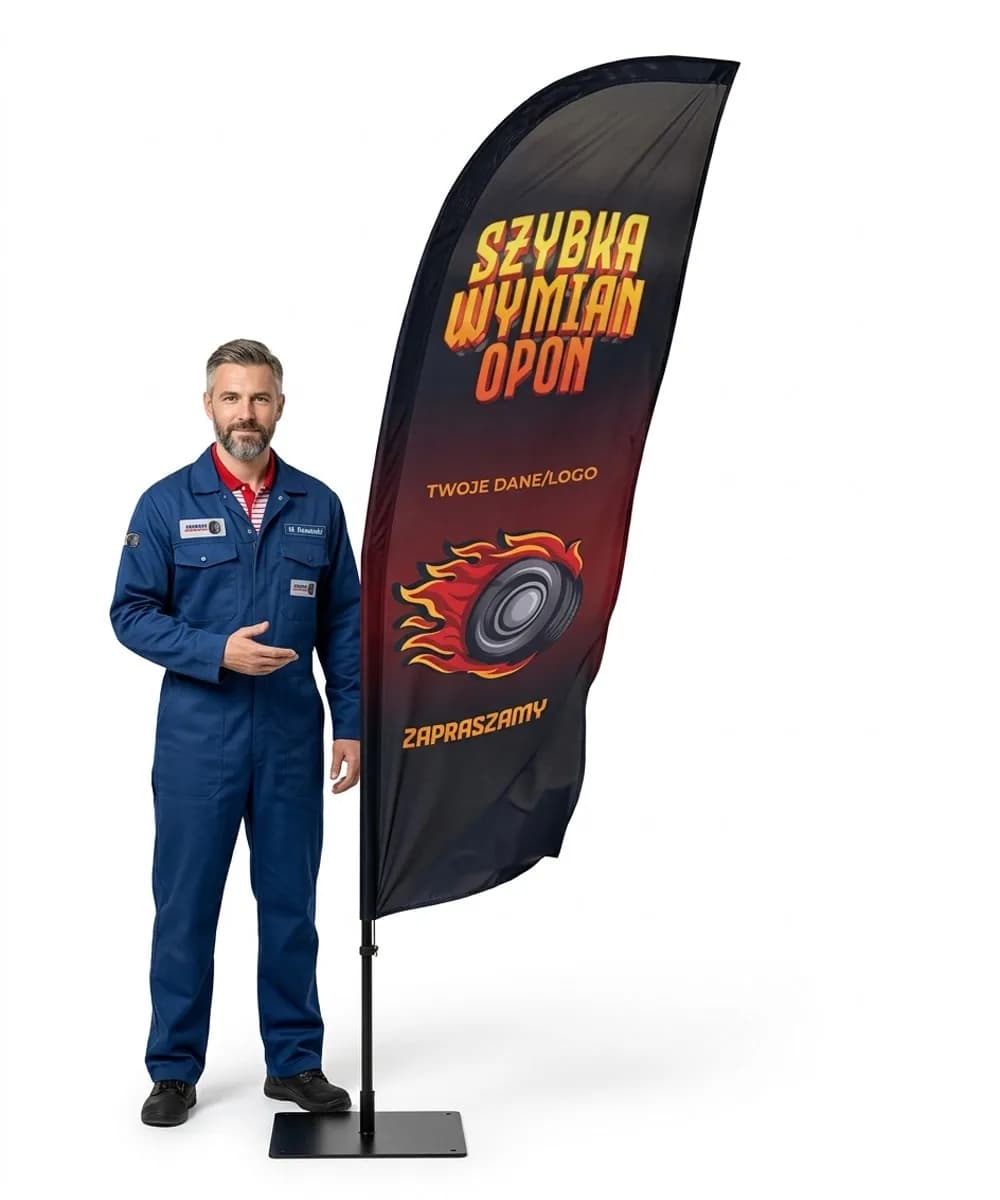 Reklamní vlajka Winder – Pneumatiky Vulkanizace – vzor 2 – konfigurovatelná sada