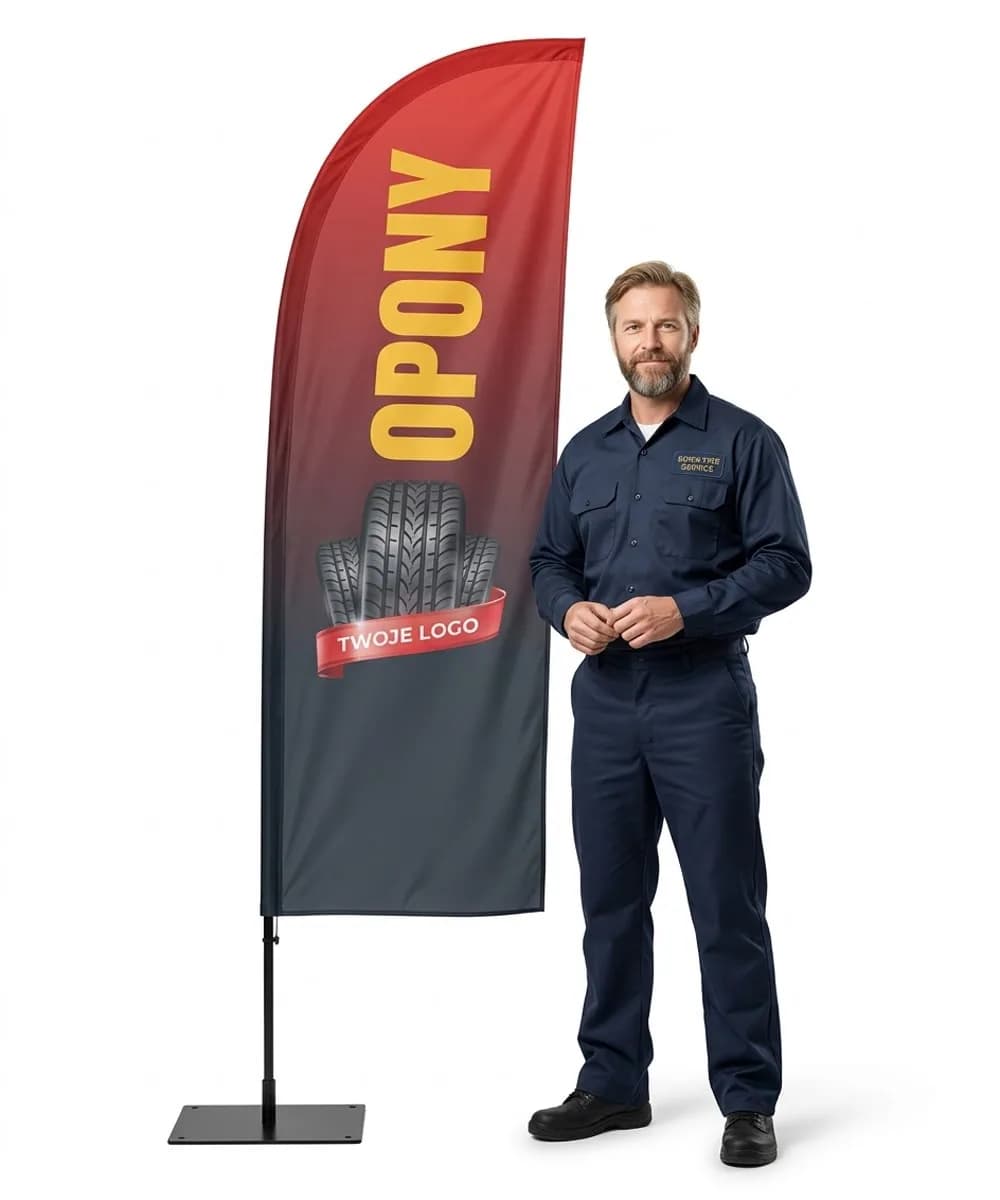 Reklamní vlajka Winder – Pneumatiky Vulkanizace – vzor 3 – konfigurovatelná sada