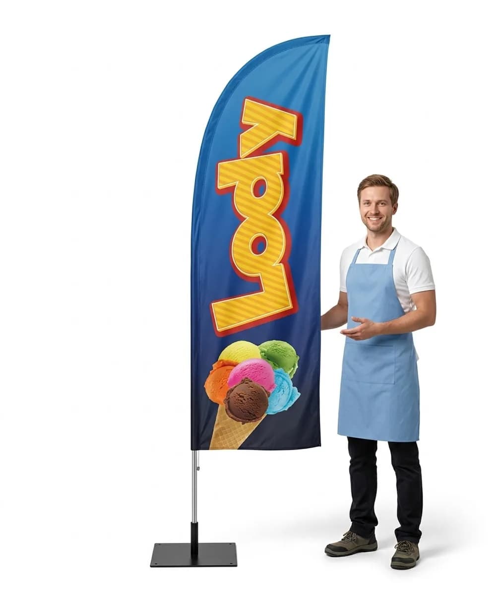 Reklamní vlajka Winder – Zmrzlina – vzor 12 – konfigurovatelná sada