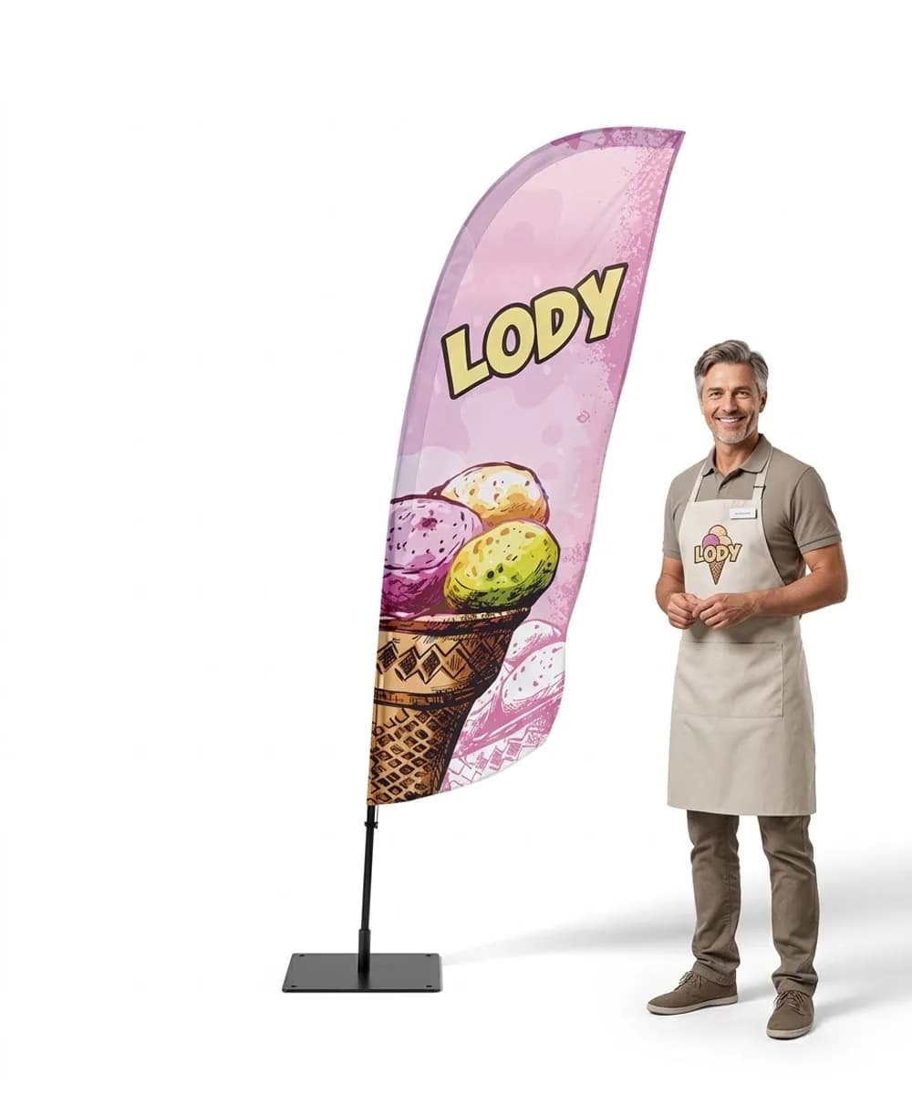 Reklamní vlajka Winder – Zmrzlina – vzor 14 – konfigurovatelná sada