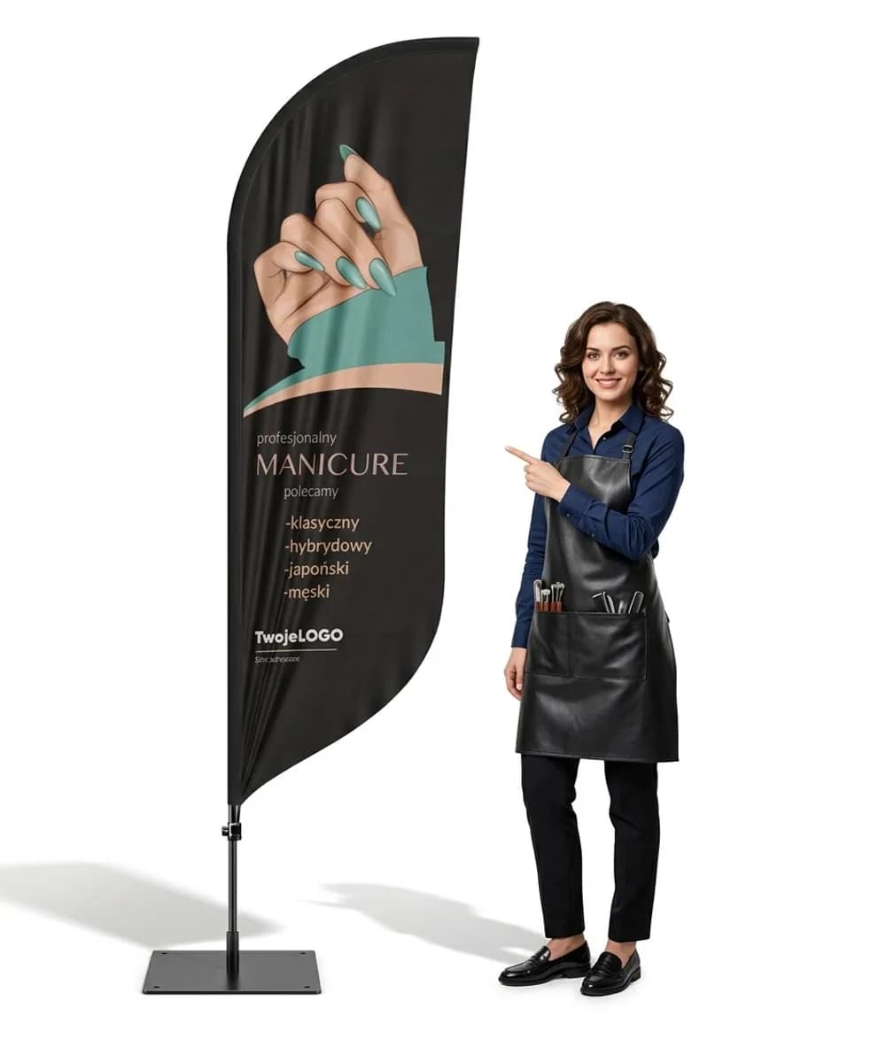 Reklamní vlajka Winder – Beauty Manicure – vzor 3 – konfigurovatelná sada