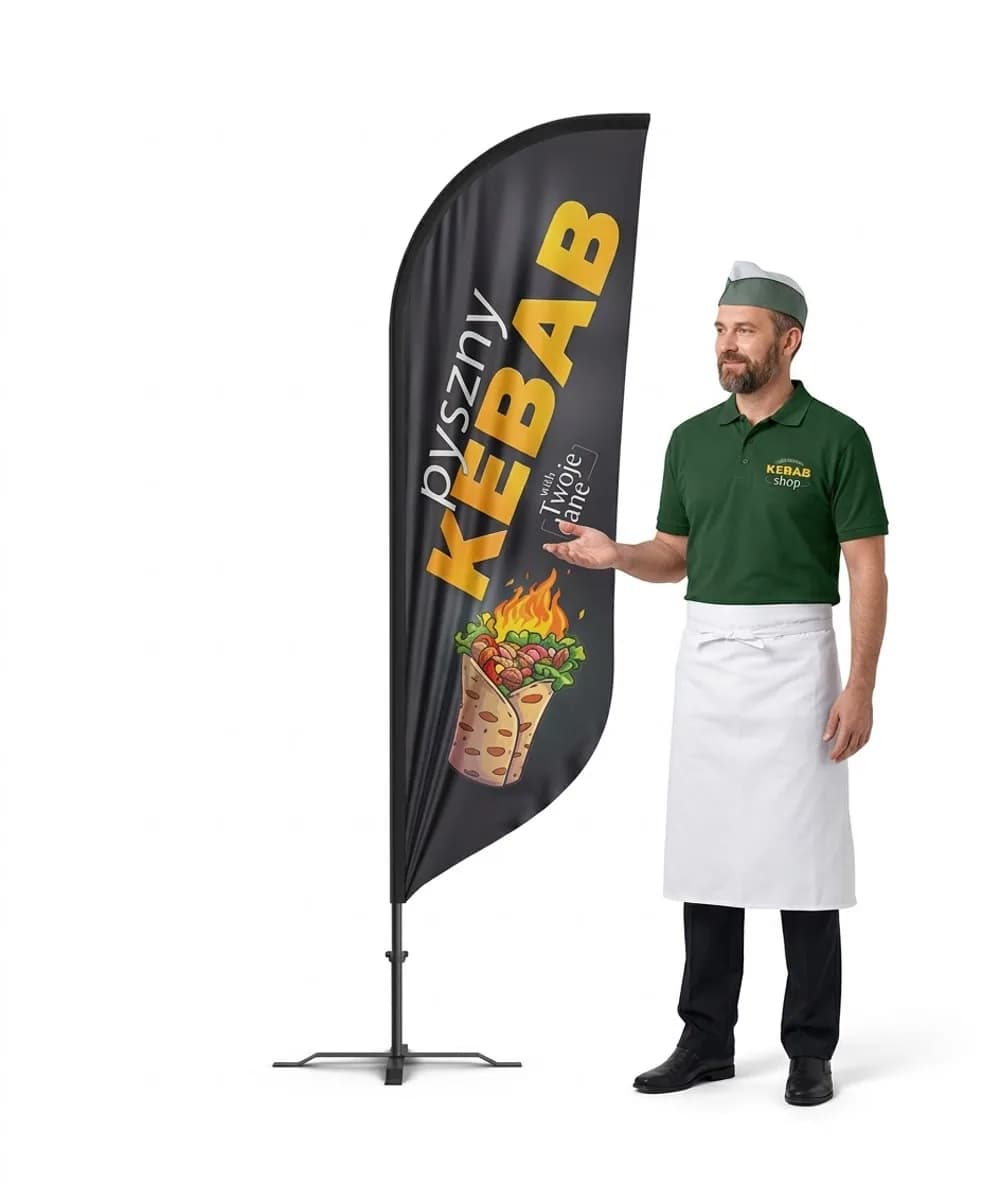Reklamní vlajka Winder – Kebab – vzor 1 – konfigurovatelná sada