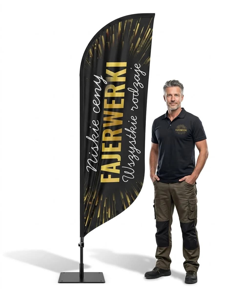 Reklamní vlajka Winder – Ohňostroje reklama – vzor 3 – konfigurovatelná sada