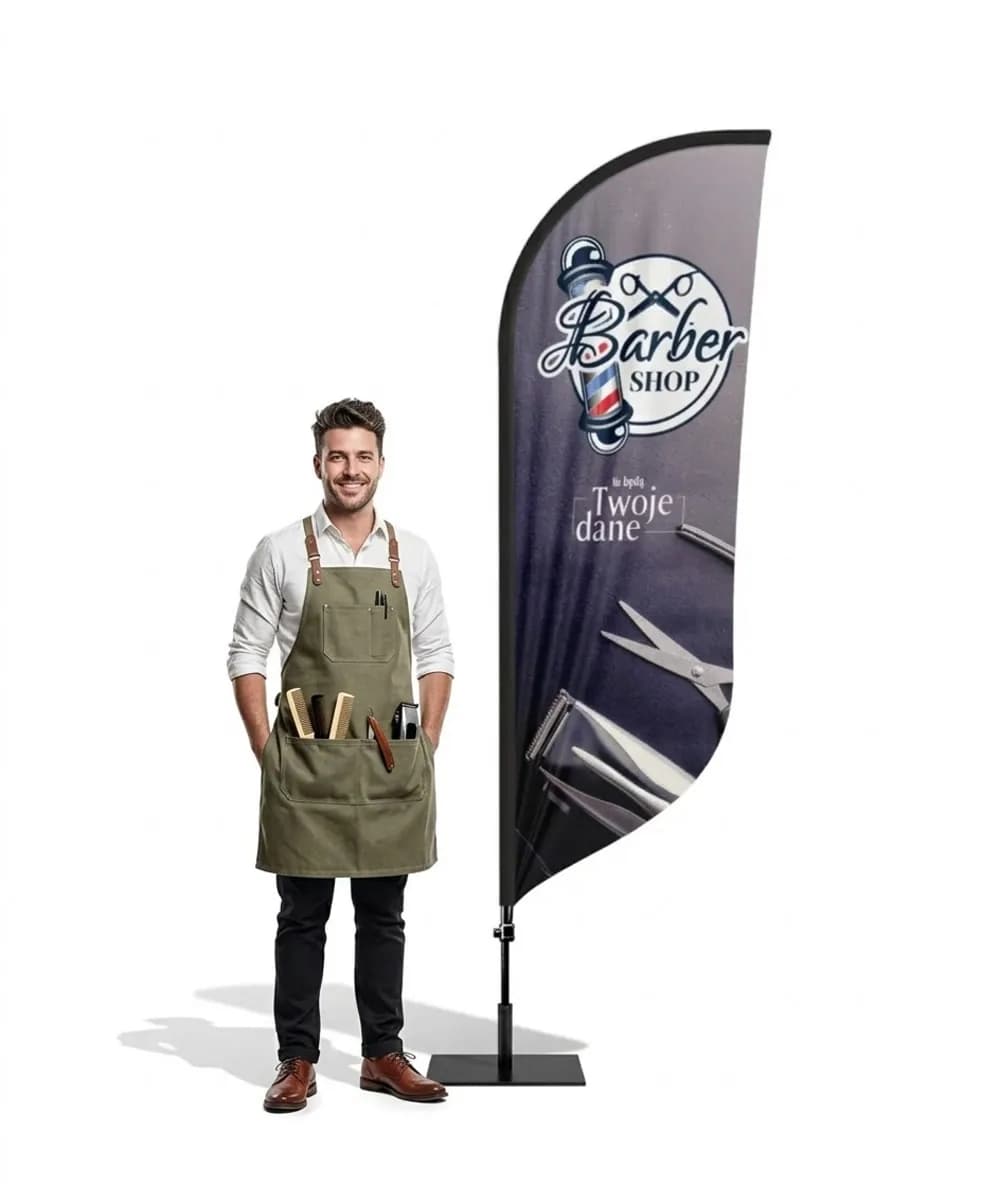 Reklamní vlajka Winder – Barber – vzor 15 – konfigurovatelná sada