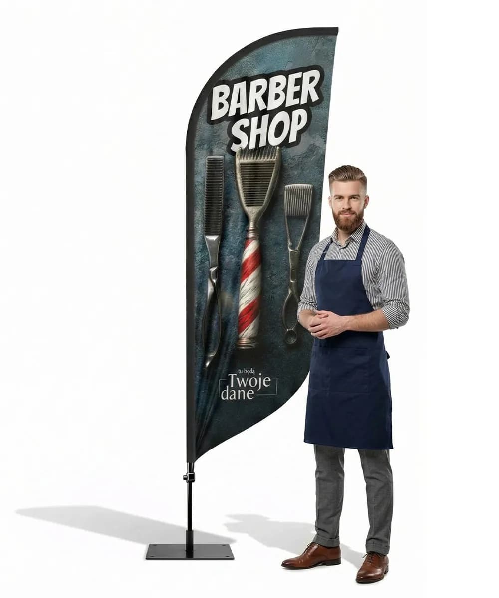 Reklamní vlajka Winder – Barber – vzor 18 – konfigurovatelná sada