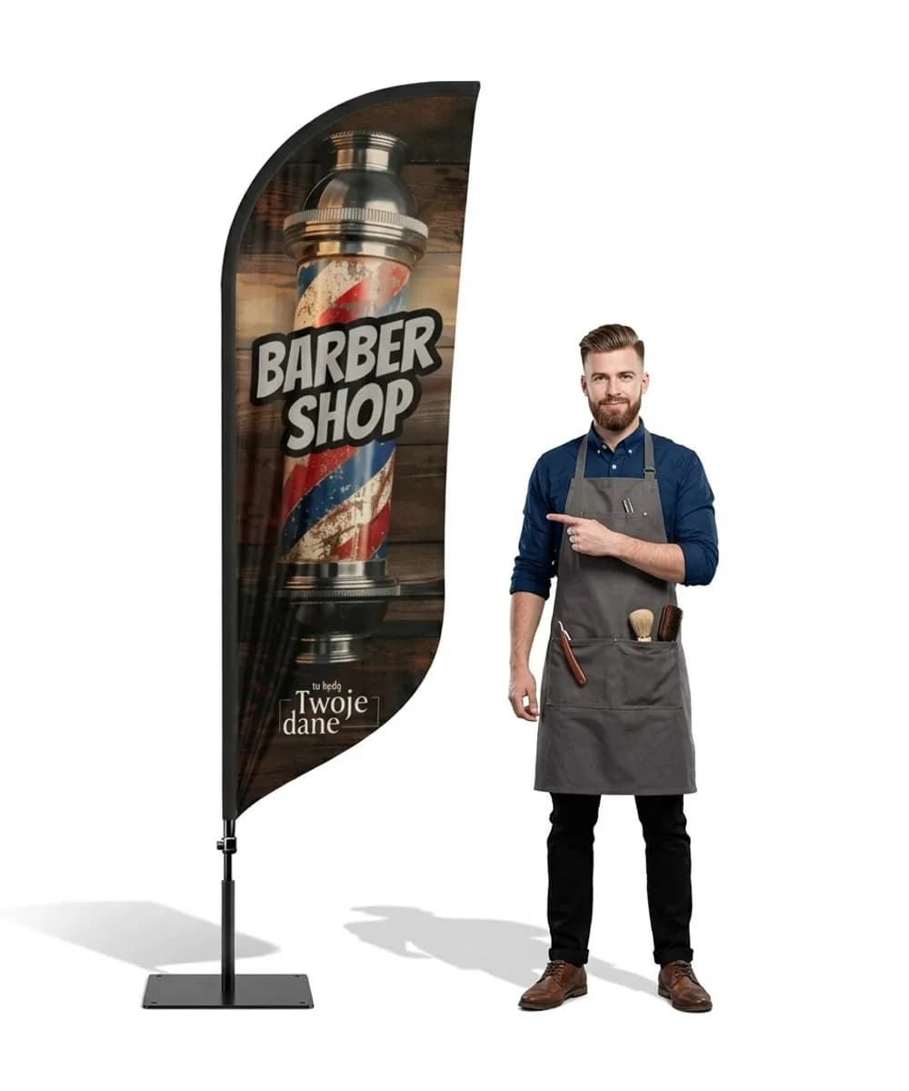 Reklamní vlajka Winder – Barber – vzor 20 – konfigurovatelná sada