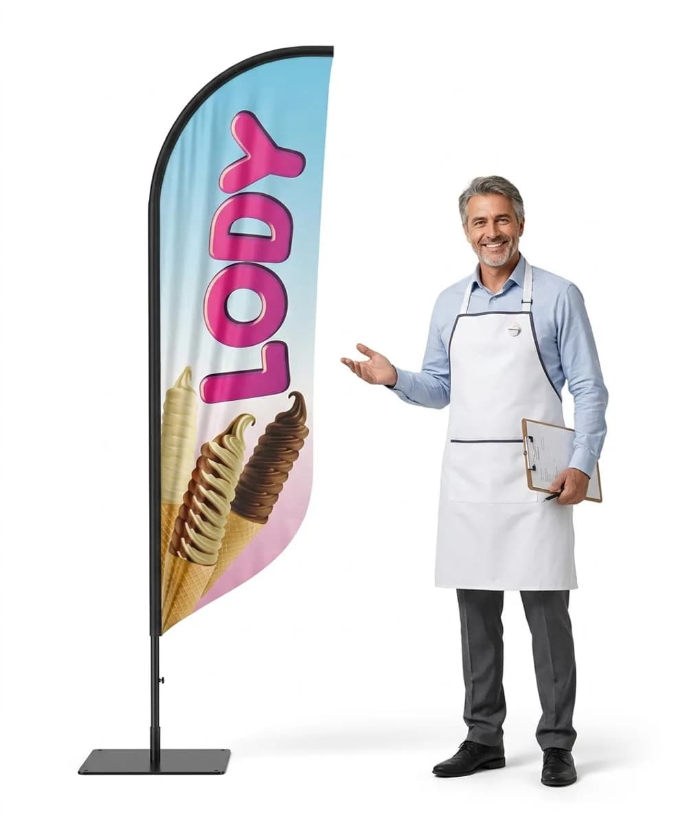 Reklamní vlajka Winder – Zmrzlina – vzor 24 – konfigurovatelná sada