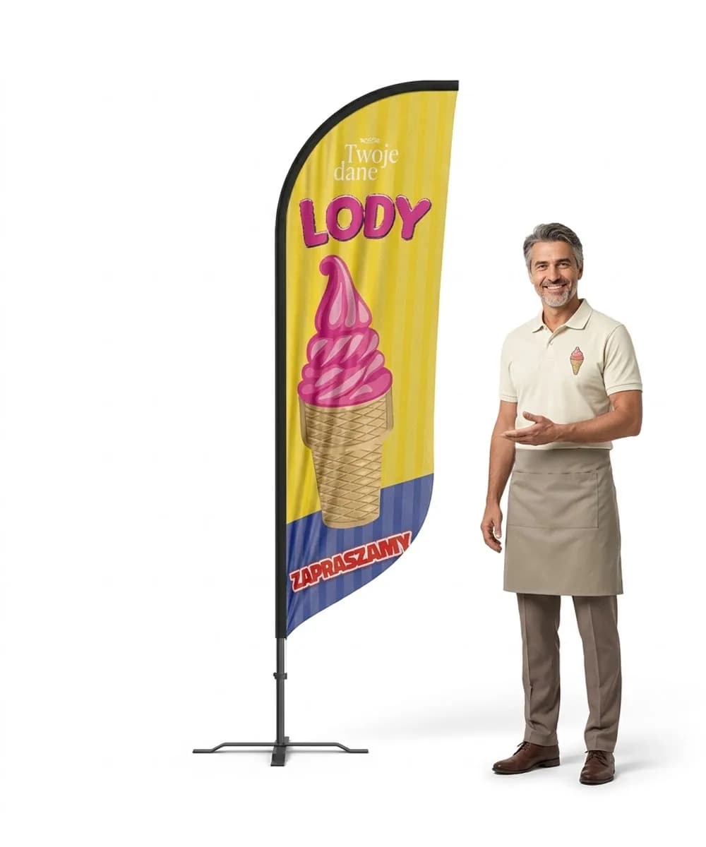 Reklamní vlajka Winder – Zmrzlina – vzor 125 – konfigurovatelná sada