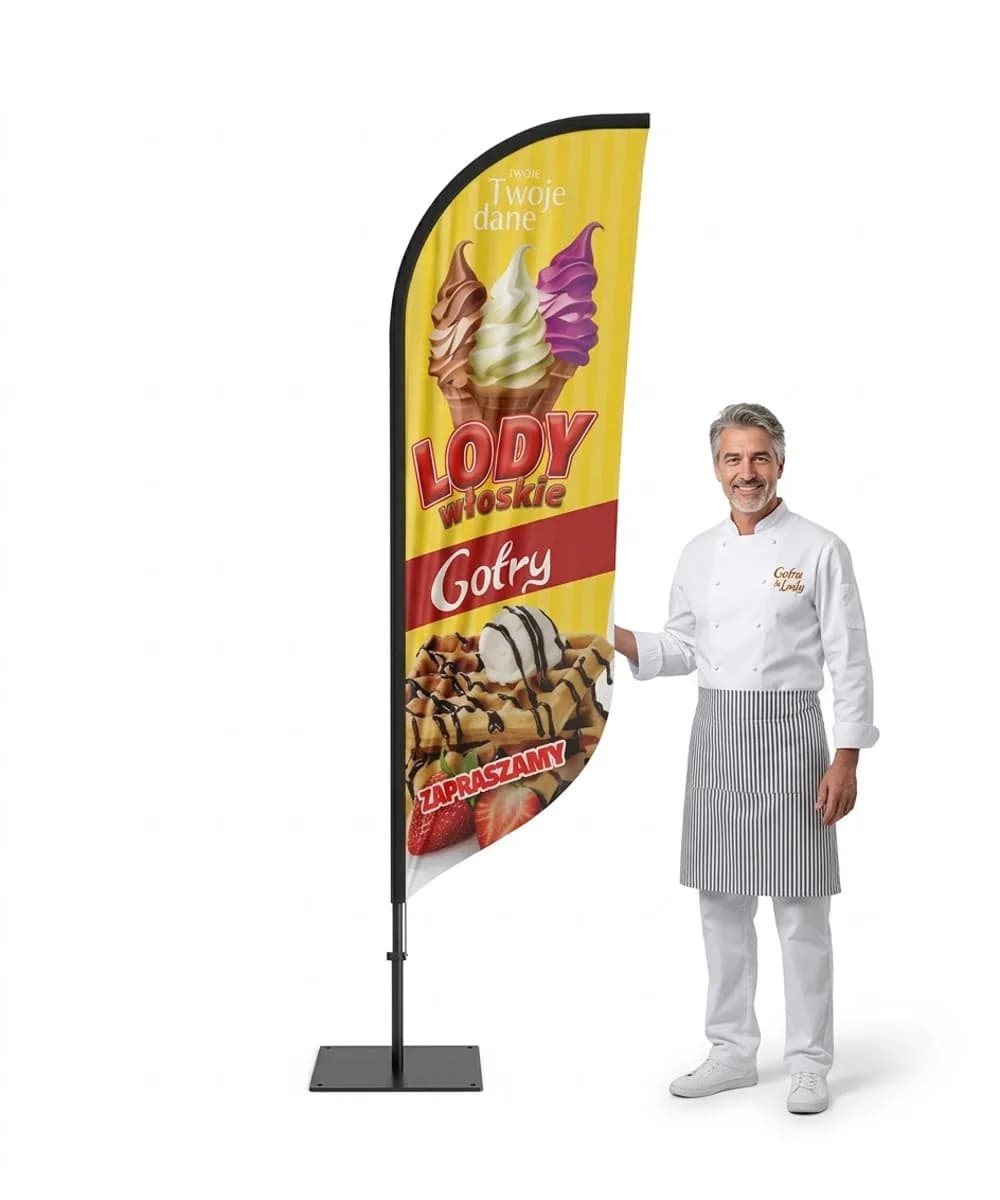 Reklamní vlajka Winder – Zmrzlina – vzor 128 – konfigurovatelná sada