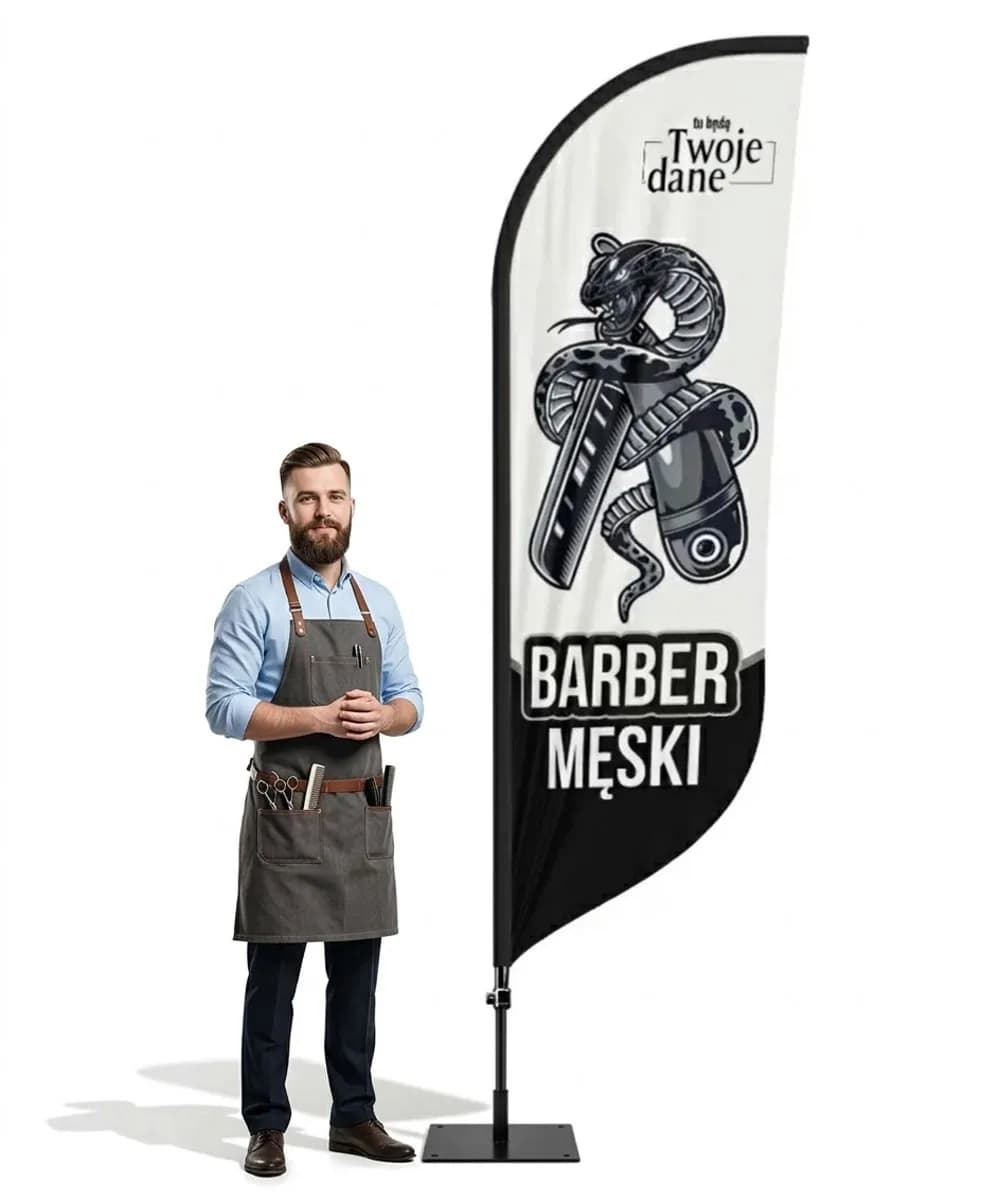 Reklamní vlajka Winder – Barber – vzor 26 – konfigurovatelná sada