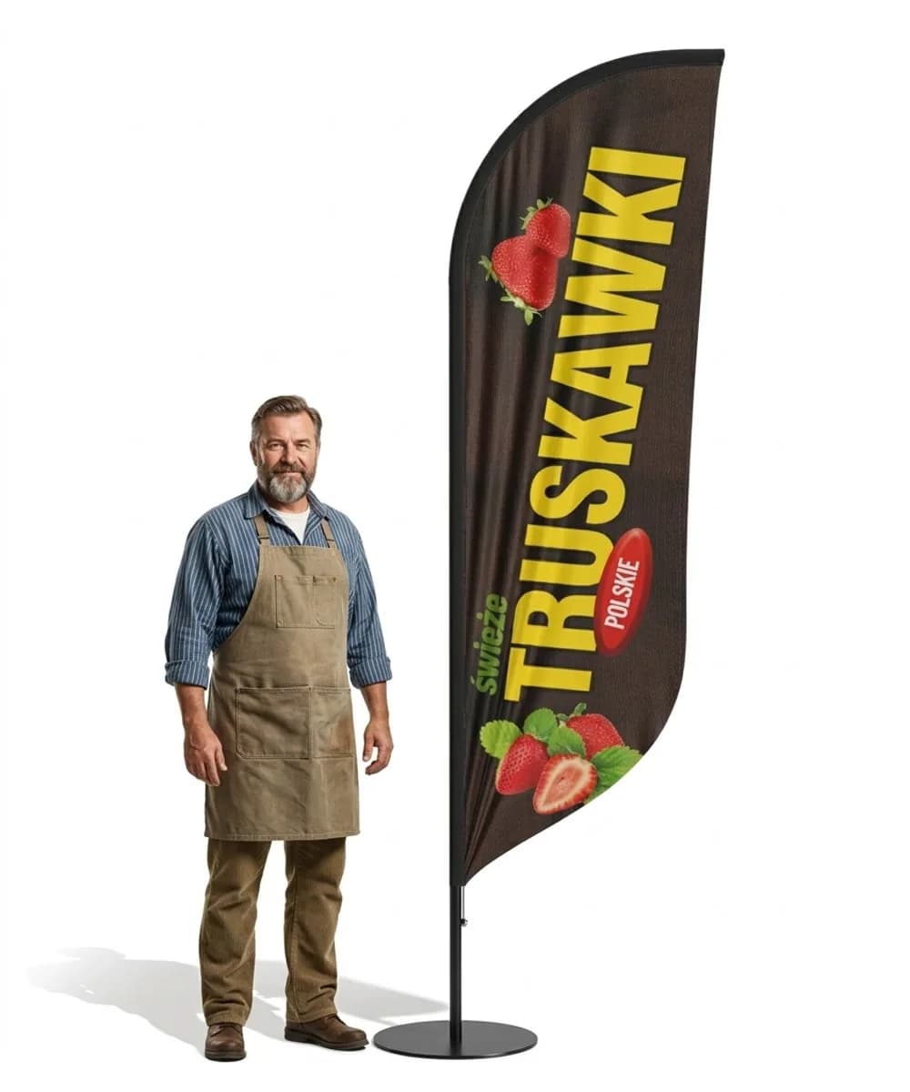 Reklamní vlajka Winder – Polské jahody reklama – vzor 1 – konfigurovatelná sada