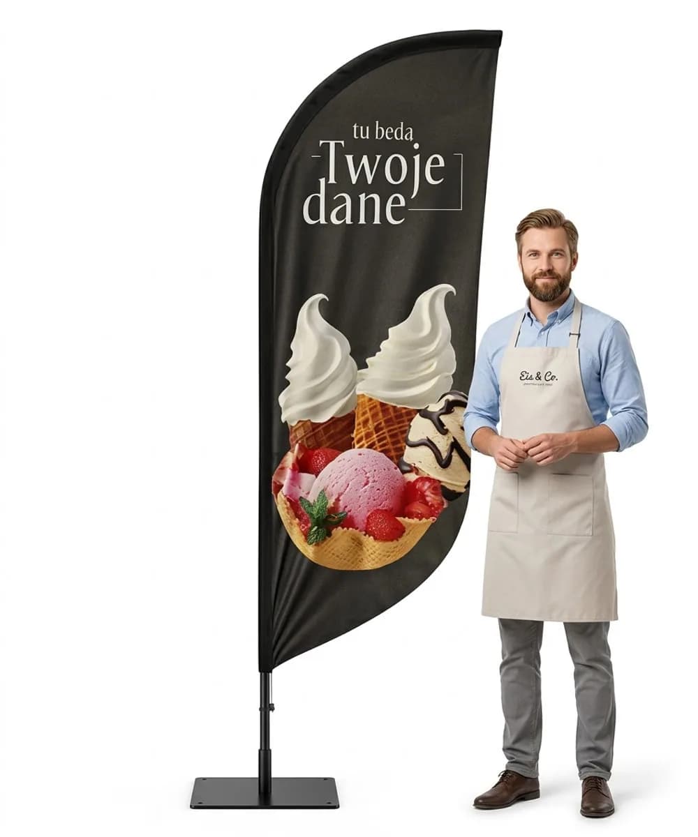 Reklamní vlajka Winder – Zmrzlina – vzor 43 – konfigurovatelná sada