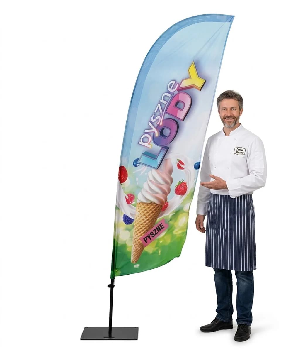 Reklamní vlajka Winder – Zmrzlina – vzor 25 – konfigurovatelná sada