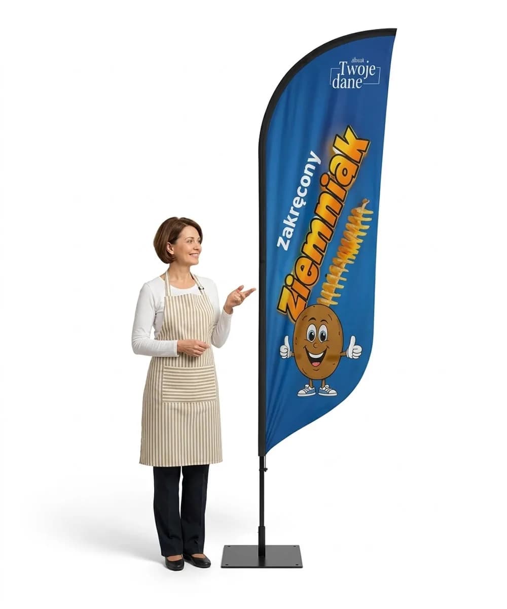 Reklamní vlajka Winder – Spirálový brambor reklama – vzor 2 – konfigurovatelná sada