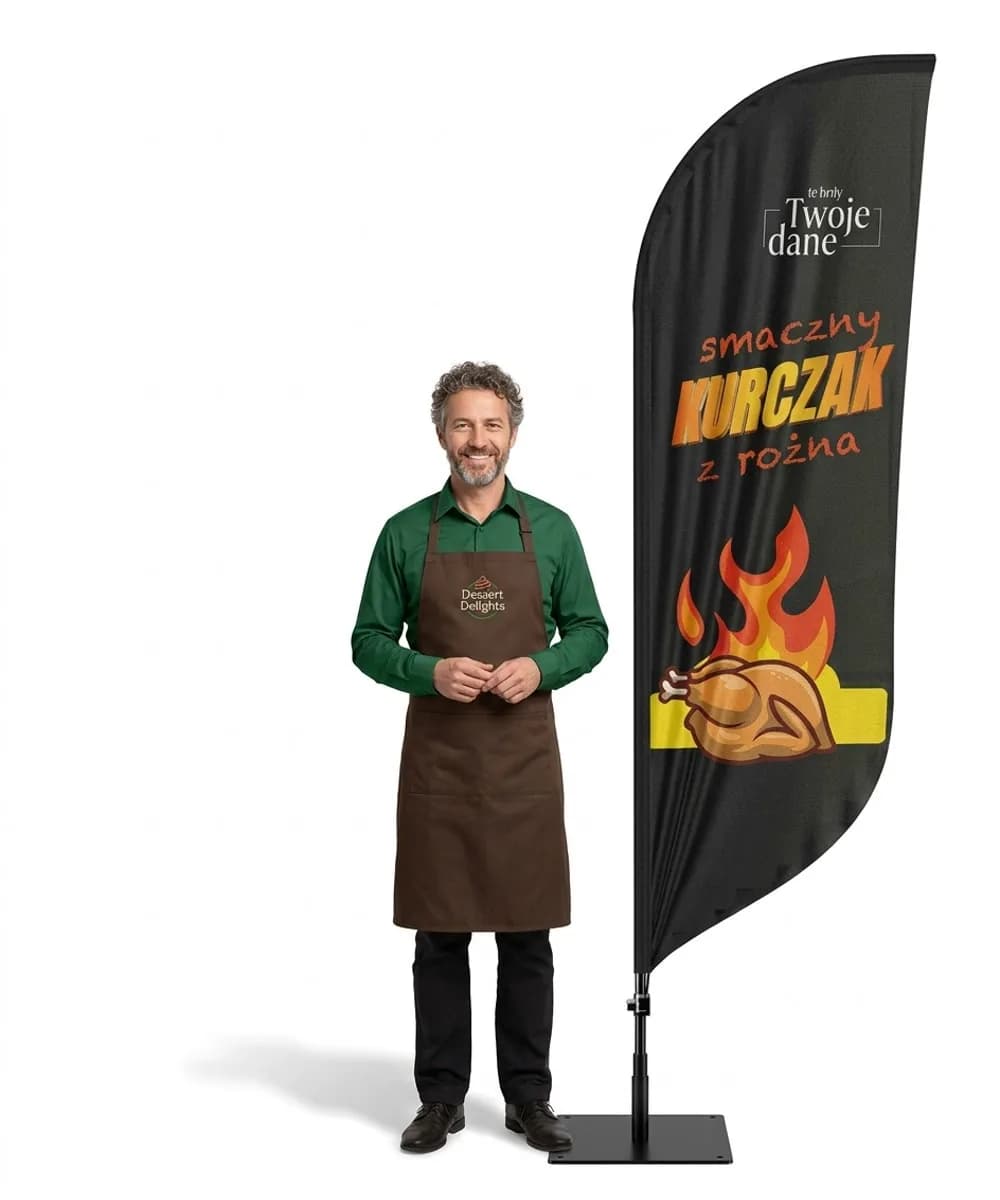 Reklamní vlajka Winder – Kuře z rožně reklama – vzor 3 – konfigurovatelná sada