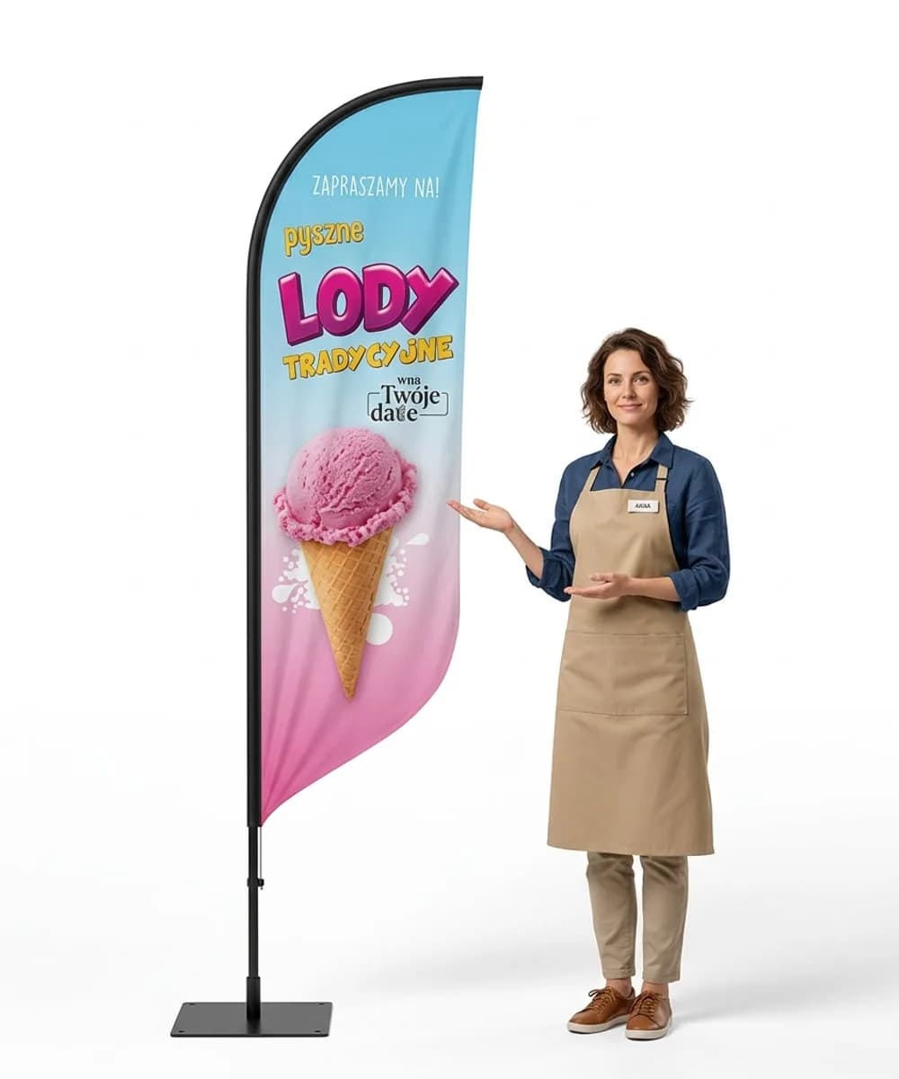Reklamní vlajka Winder – Zmrzlina Reklama – vzor 31 – konfigurovatelná sada