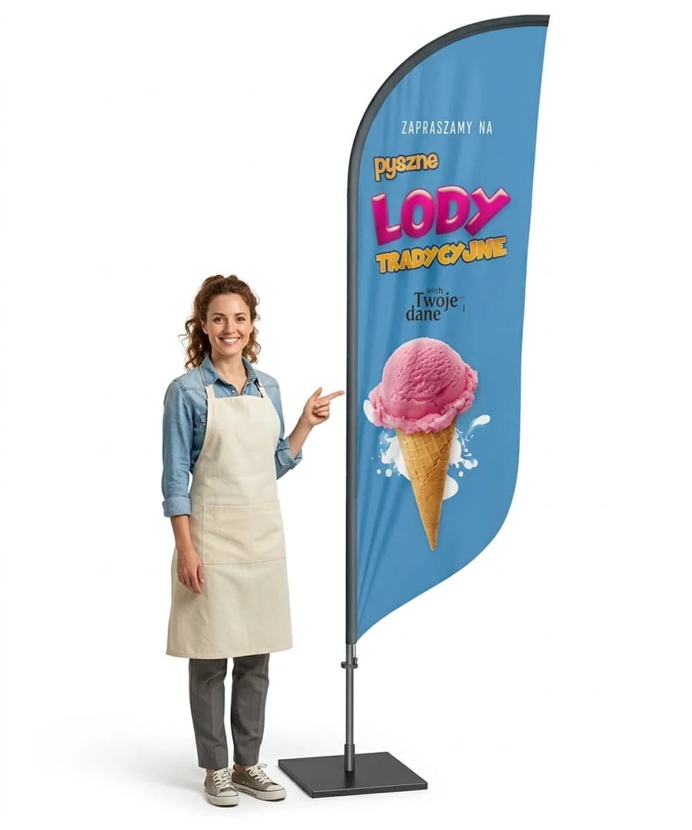 Reklamní vlajka Winder – Zmrzlina Reklama – vzor 32 – konfigurovatelná sada