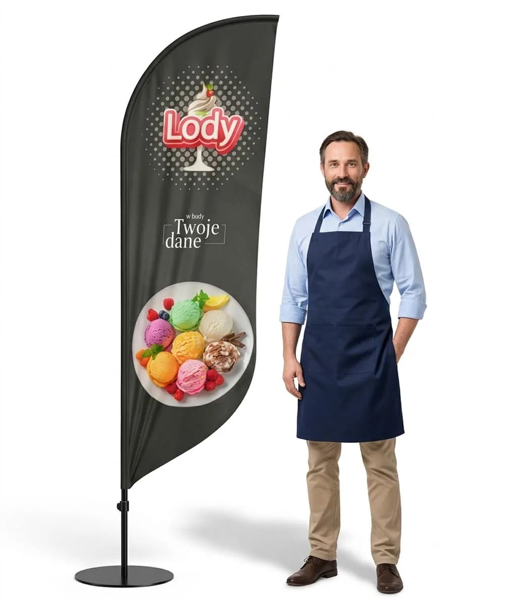 Reklamní vlajka Winder – Zmrzlina Reklama – vzor 35 – konfigurovatelná sada