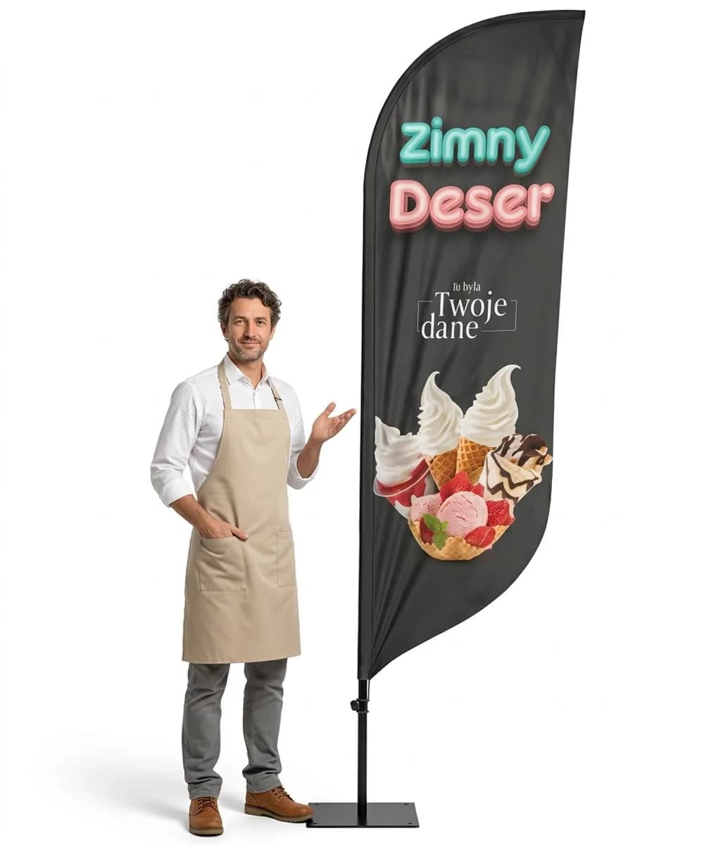 Reklamní vlajka Winder – Zmrzlina Reklama – vzor 37 – konfigurovatelná sada
