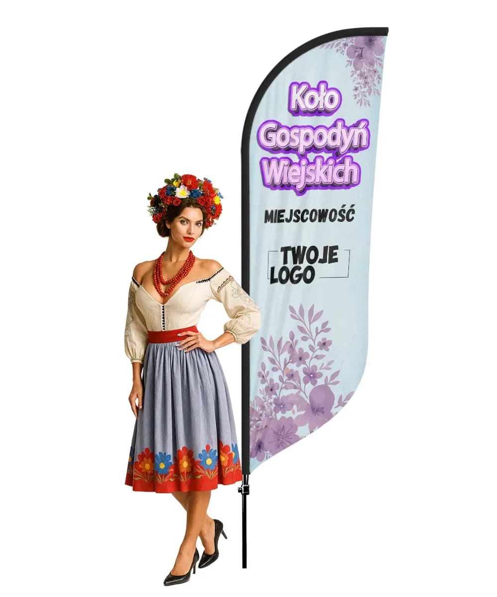 Reklamní vlajka Winder – Spolek venkovských žen reklama KGW – vzor 10 – konfigurovatelná sada