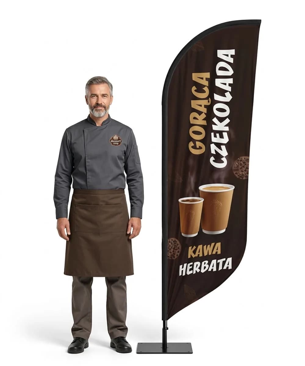 Reklamní vlajka Winder – Horká čokoláda reklama – vzor 1 – konfigurovatelná sada