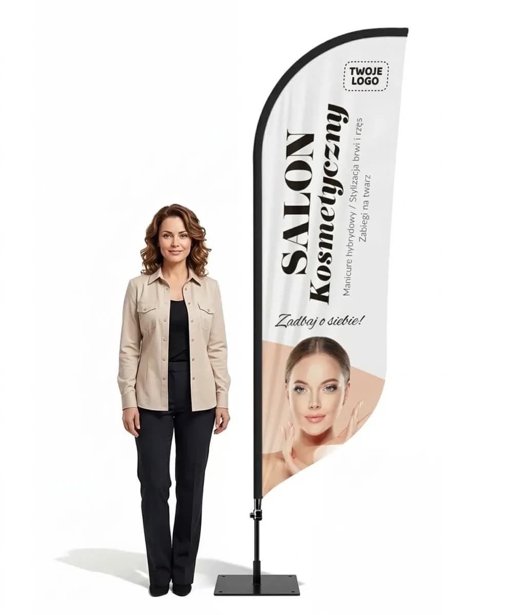 Reklamní vlajka Winder – Salon krásy – vzor 1 – konfigurovatelná sada
