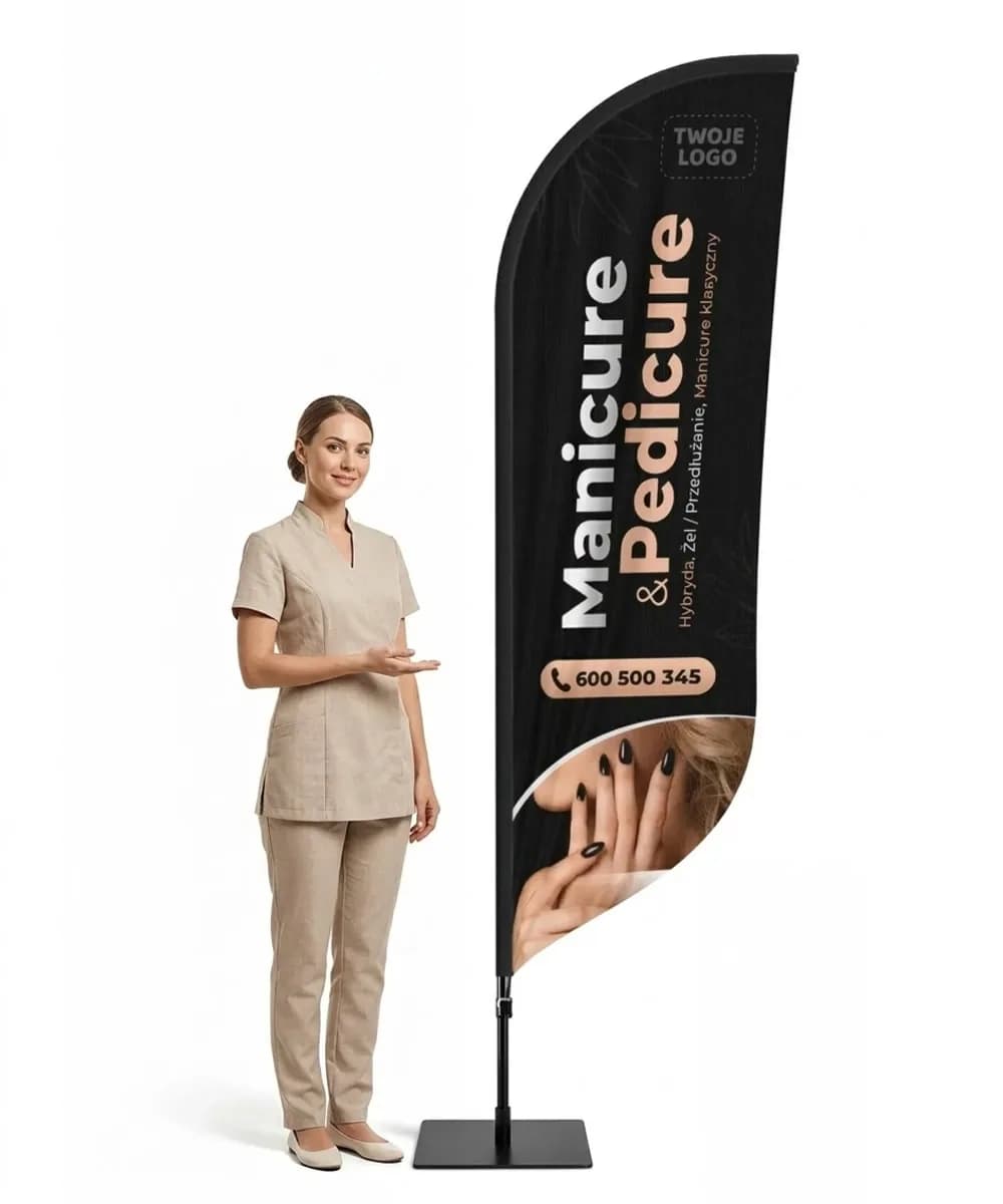 Reklamní vlajka Winder – Salon krásy – vzor 4 – konfigurovatelná sada