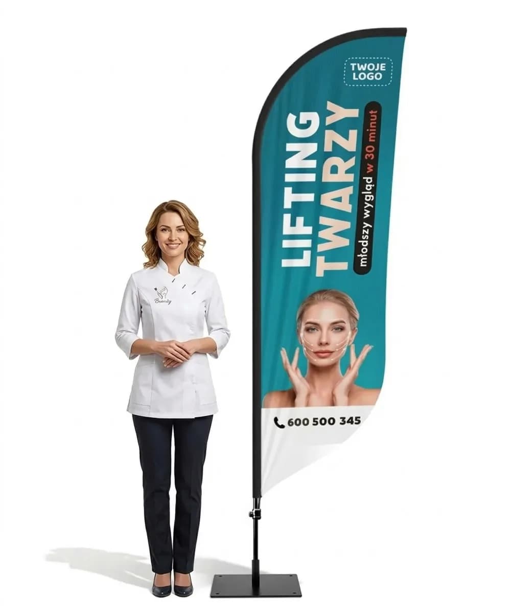 Reklamní vlajka Winder – Salon krásy – vzor 6 – konfigurovatelná sada