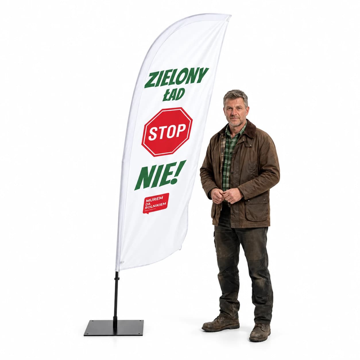 Reklamní vlajka Winder – se stožárem protest zemědělců – vzor 2 – konfigurovatelná sada