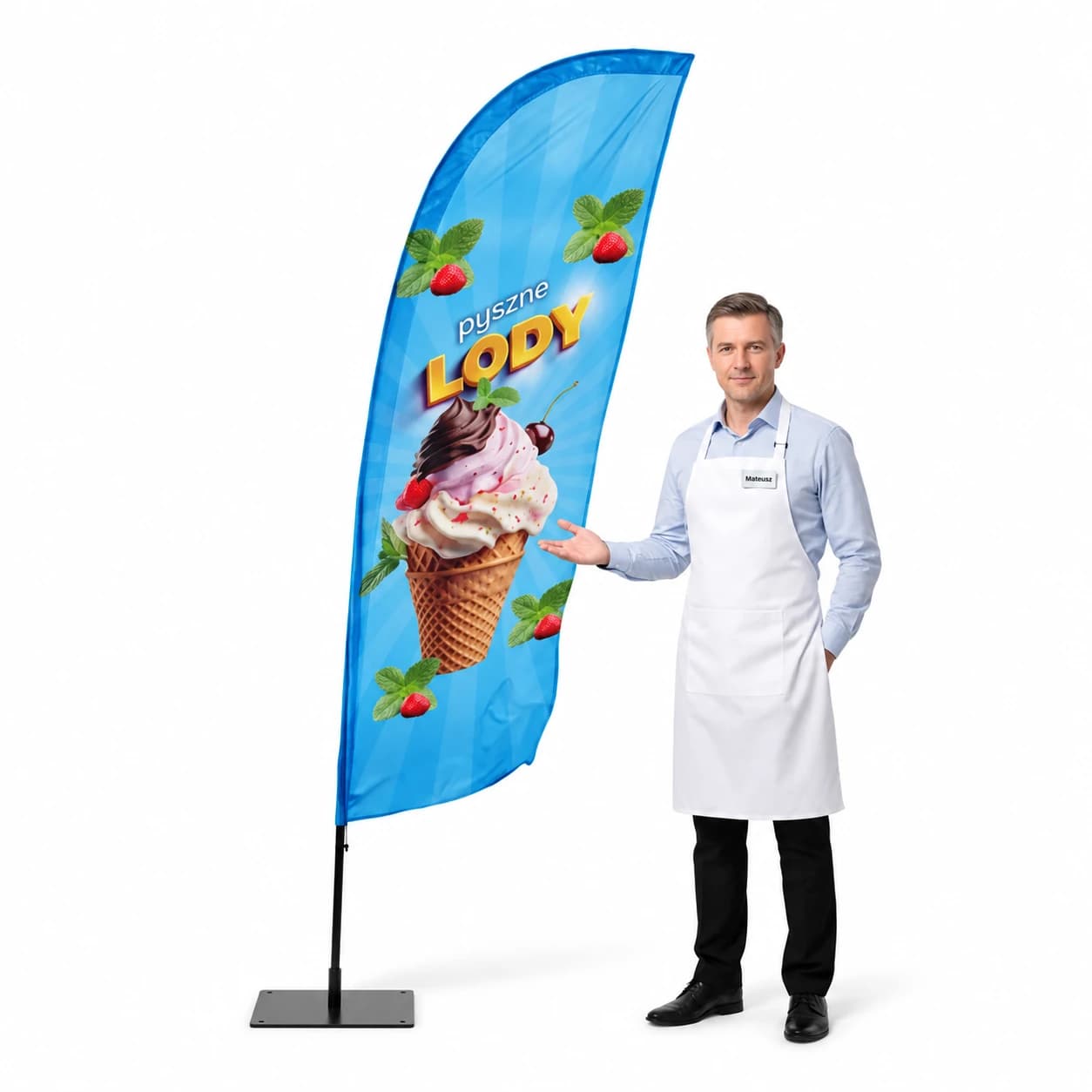 Reklamní vlajka Winder – Zmrzlina – vzor 5 – konfigurovatelná sada