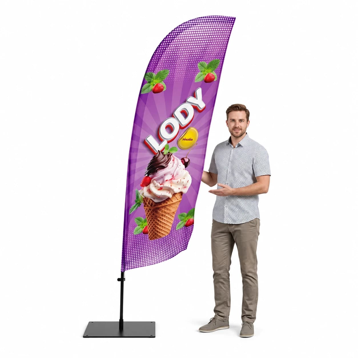 Reklamní vlajka Winder – Zmrzlina – vzor 6 – konfigurovatelná sada