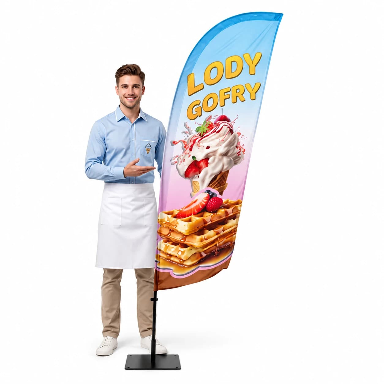 Reklamní vlajka Winder – Zmrzlina – vzor 3 – konfigurovatelná sada