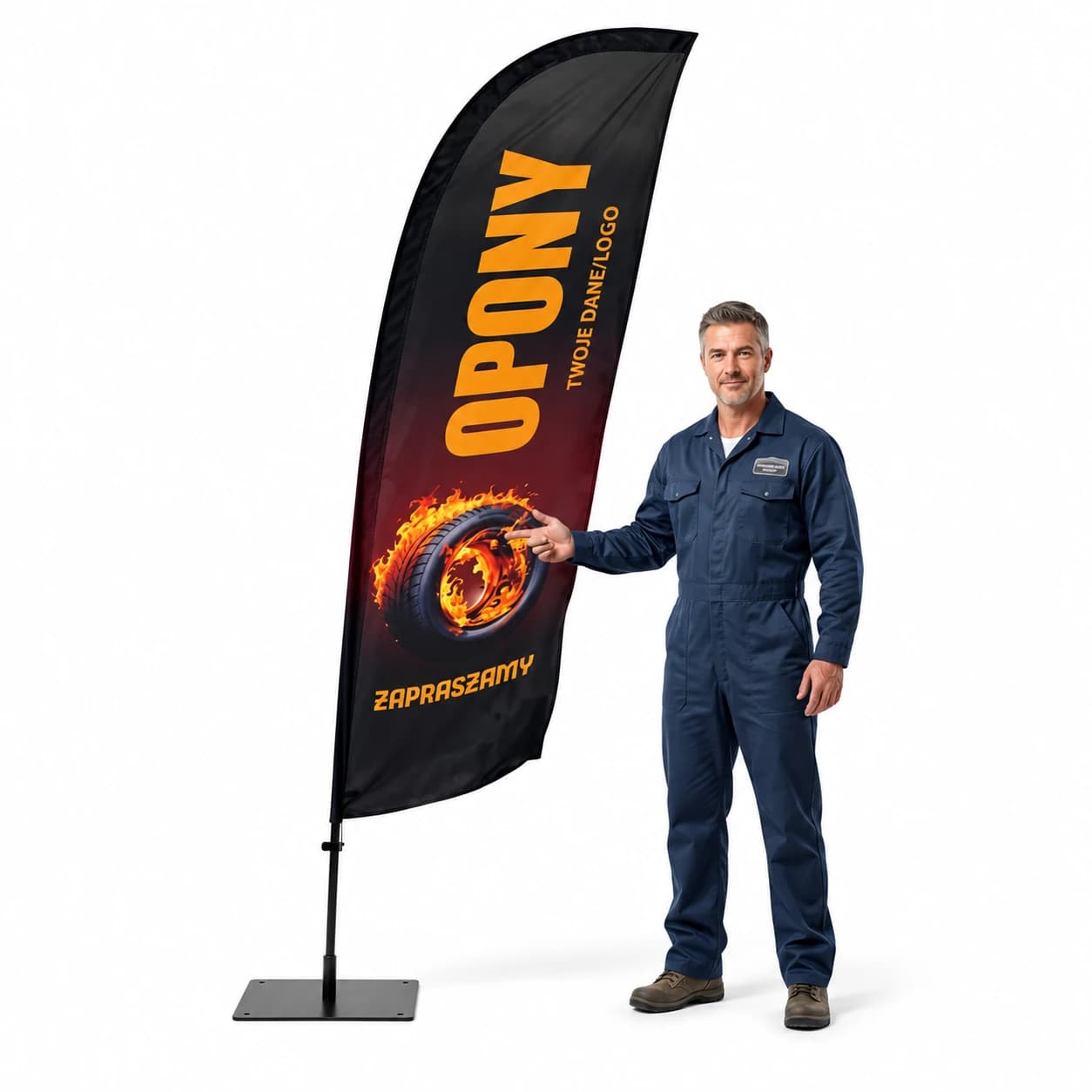 Reklamní vlajka Winder – Pneumatiky Vulkanizace – vzor 1 – konfigurovatelná sada