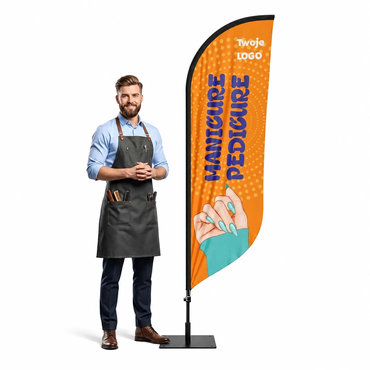 Reklamní vlajka Winder – Barber – vzor 11 – konfigurovatelná sada
