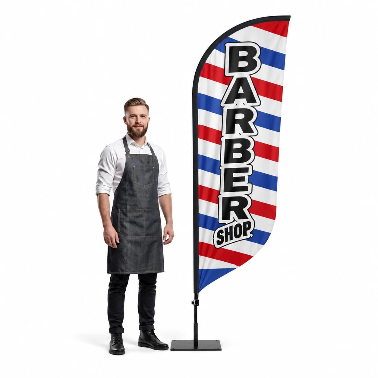 Reklamní vlajka Winder – Barber – vzor 13 – konfigurovatelná sada