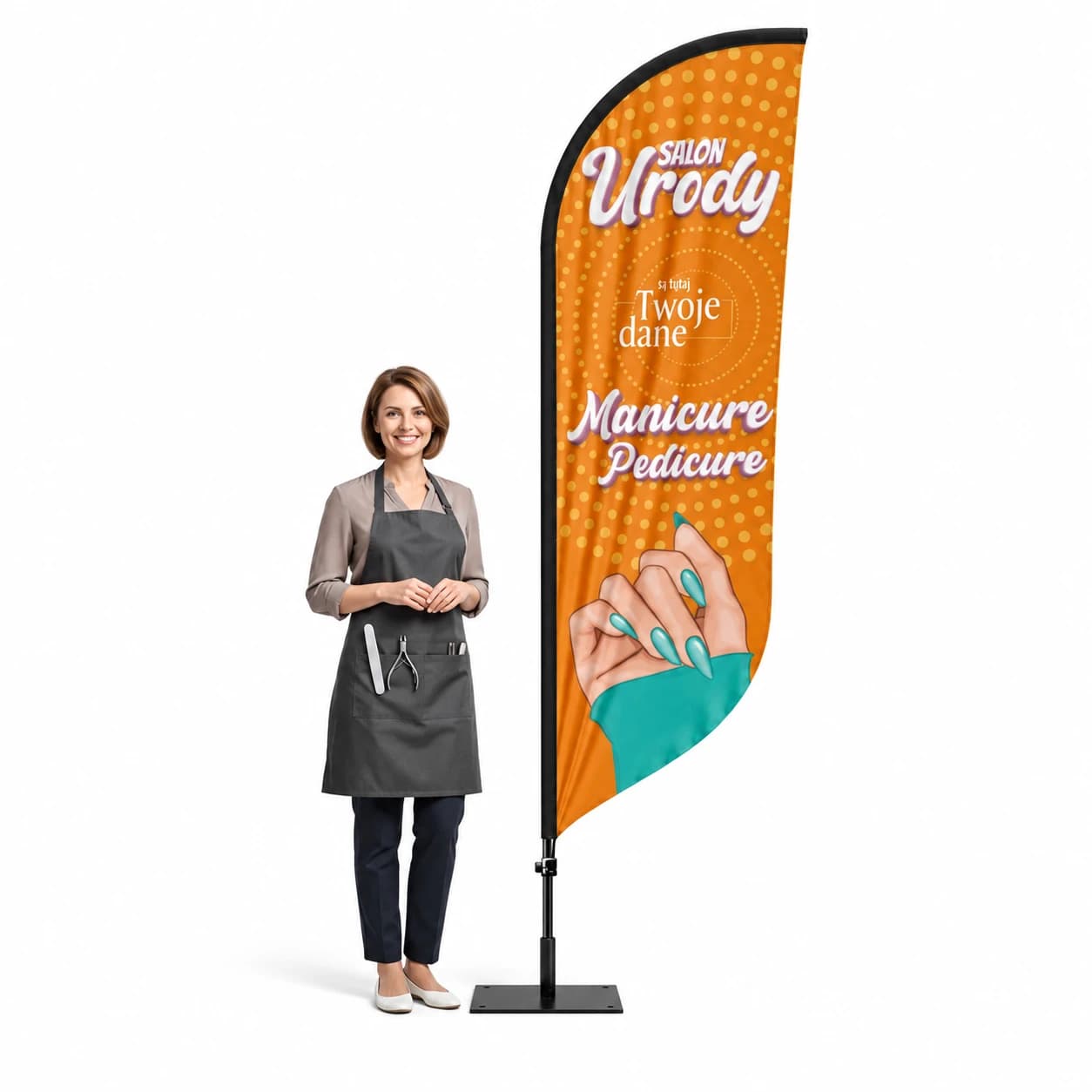 Reklamní vlajka Winder – Beauty Manicure – vzor 2 – konfigurovatelná sada