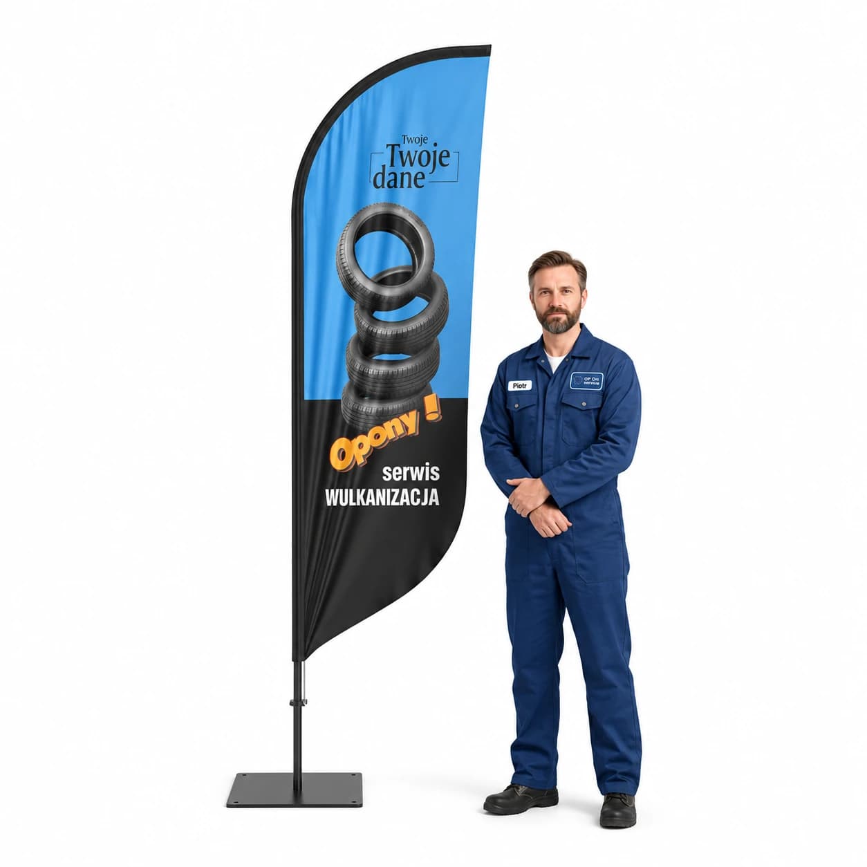 Reklamní vlajka Winder – Pneumatiky Pneuservis – vzor 8 – konfigurovatelná sada