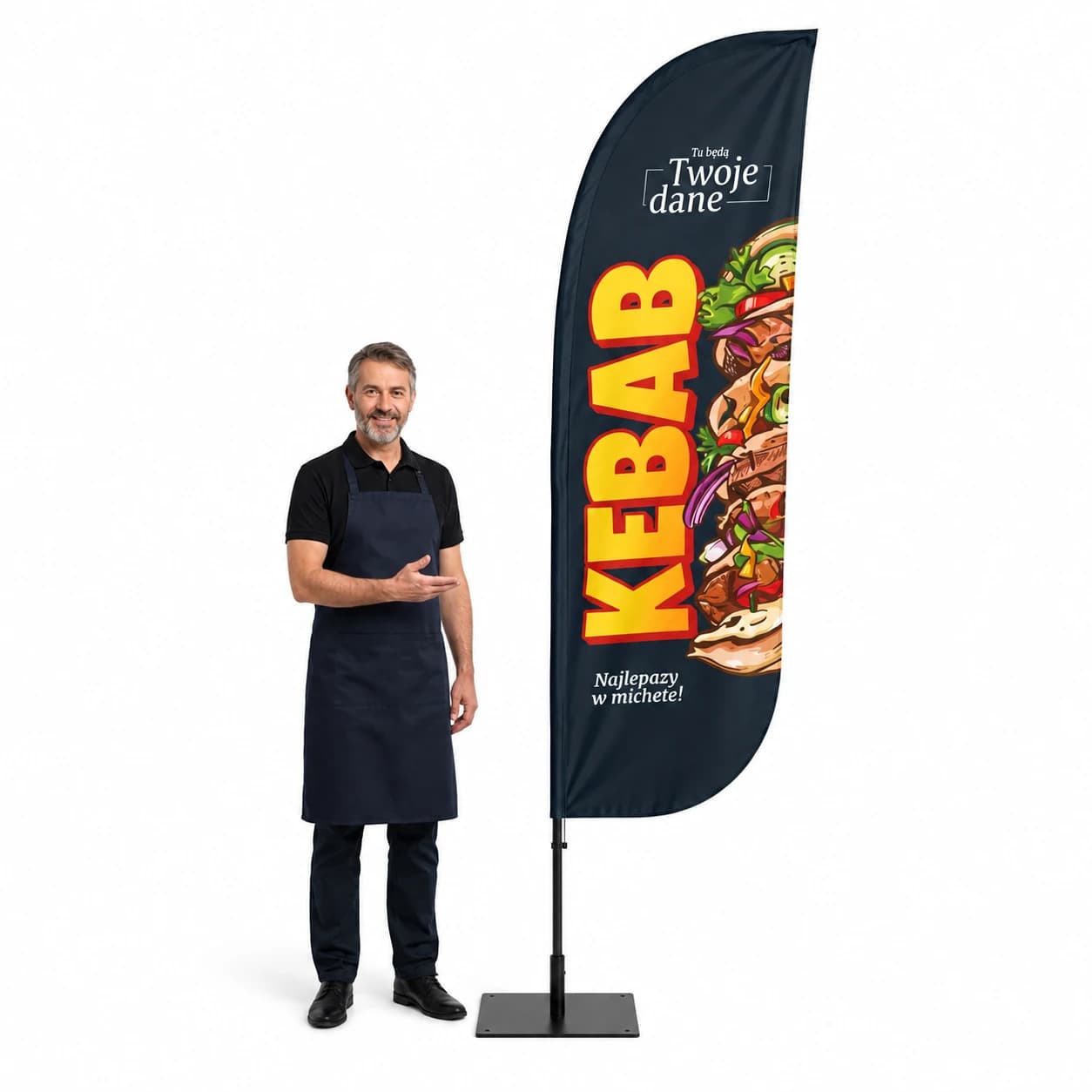 Reklamní vlajka Winder – Kebab – vzor 2 – konfigurovatelná sada