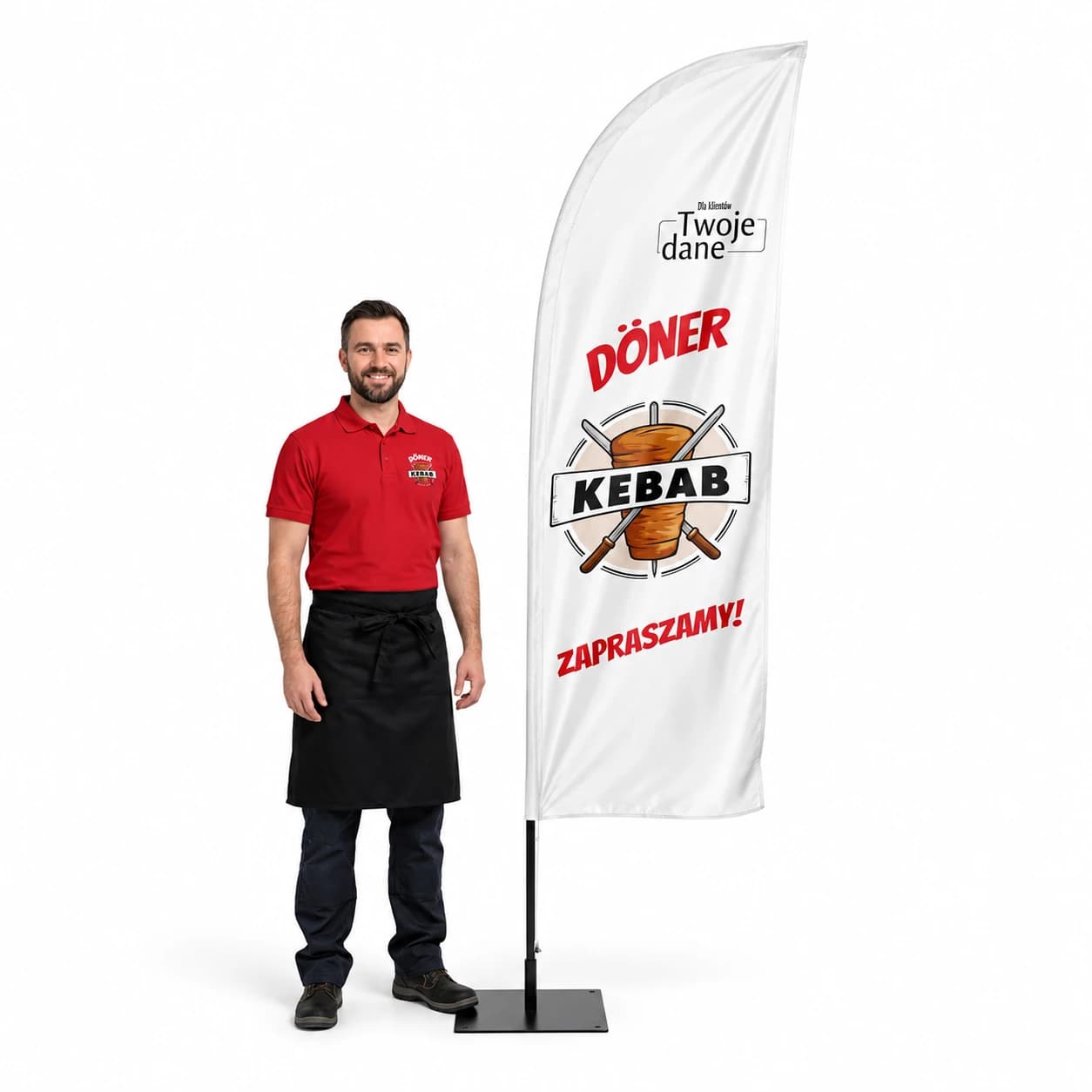 Reklamní vlajka Winder – Kebab – vzor 5 – konfigurovatelná sada