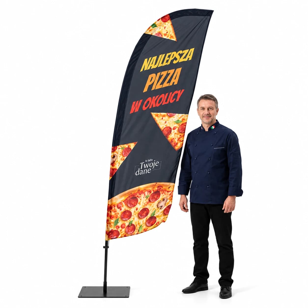Reklamní vlajka Winder – Pizza – vzor 1 – konfigurovatelná sada