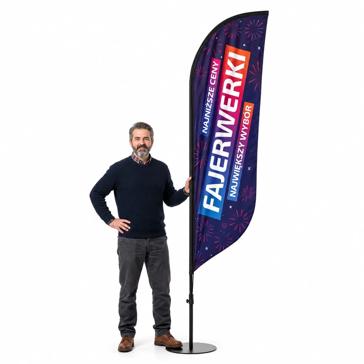 Reklamní vlajka Winder – Ohňostroje reklama – vzor 1 – konfigurovatelná sada