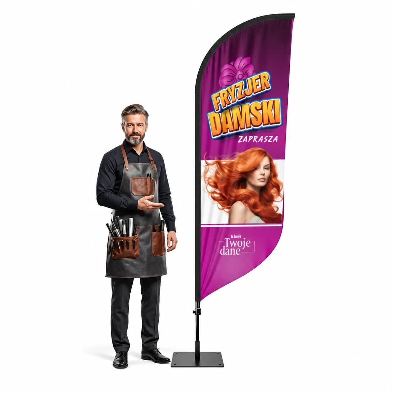 Reklamní vlajka Winder – Kadeřník – vzor 9 – konfigurovatelná sada
