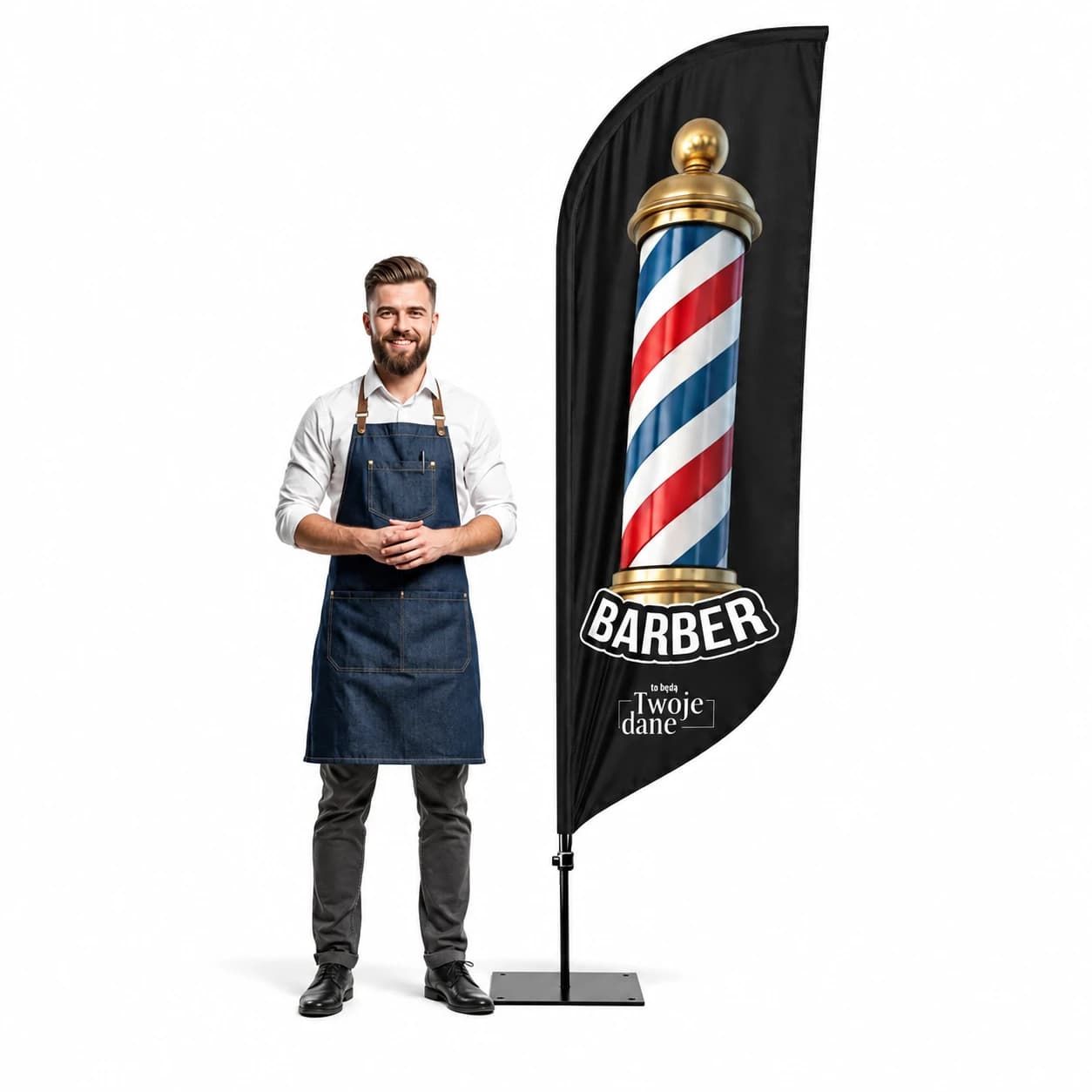 Reklamní vlajka Winder – Barber – vzor 22 – konfigurovatelná sada