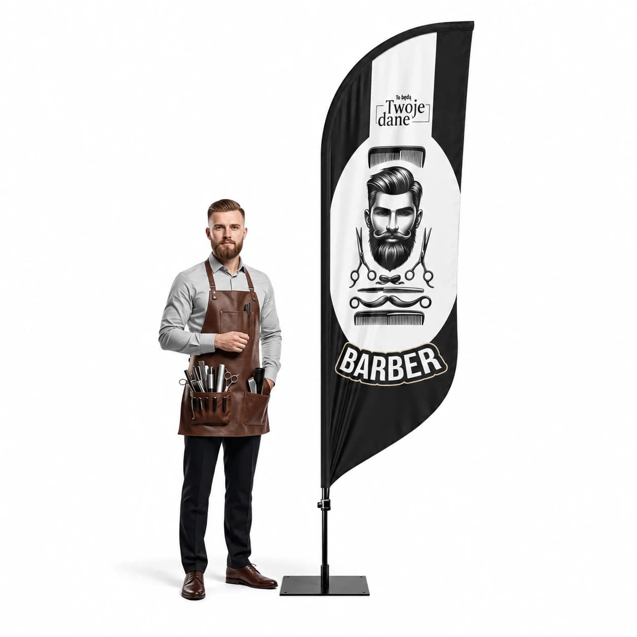 Reklamní vlajka Winder – Barber – vzor 23 – konfigurovatelná sada