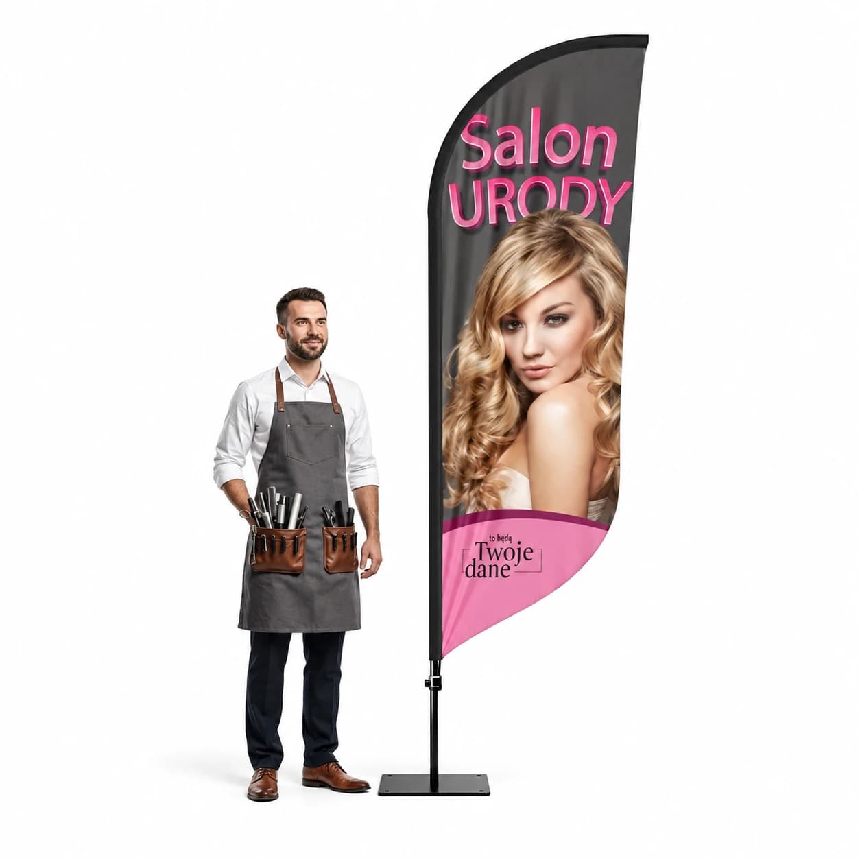 Reklamní vlajka Winder – Kadeřník – vzor 7 – konfigurovatelná sada