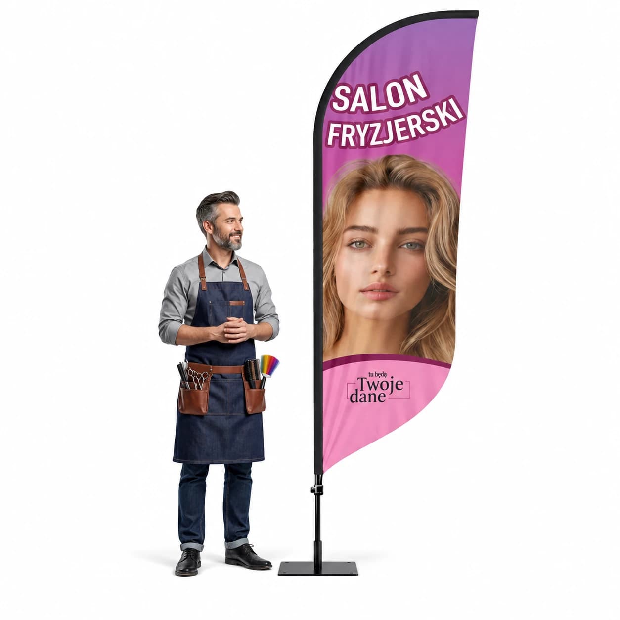 Reklamní vlajka Winder – Kadeřník – vzor 6 – konfigurovatelná sada