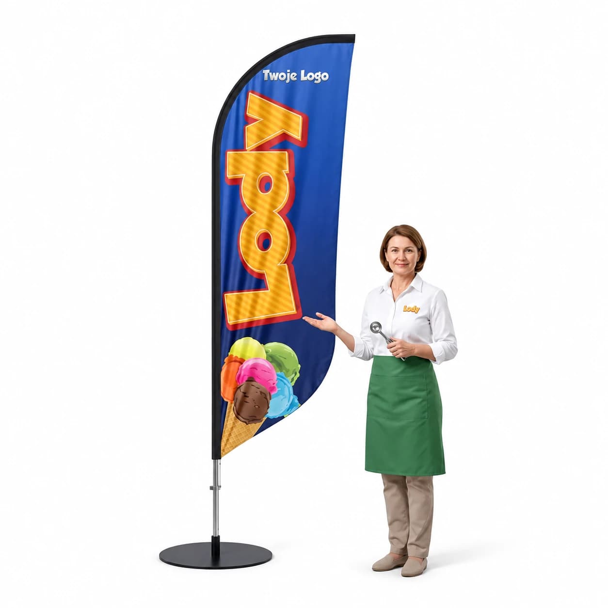 Reklamní vlajka Winder – Zmrzlina – vzor 36 – konfigurovatelná sada
